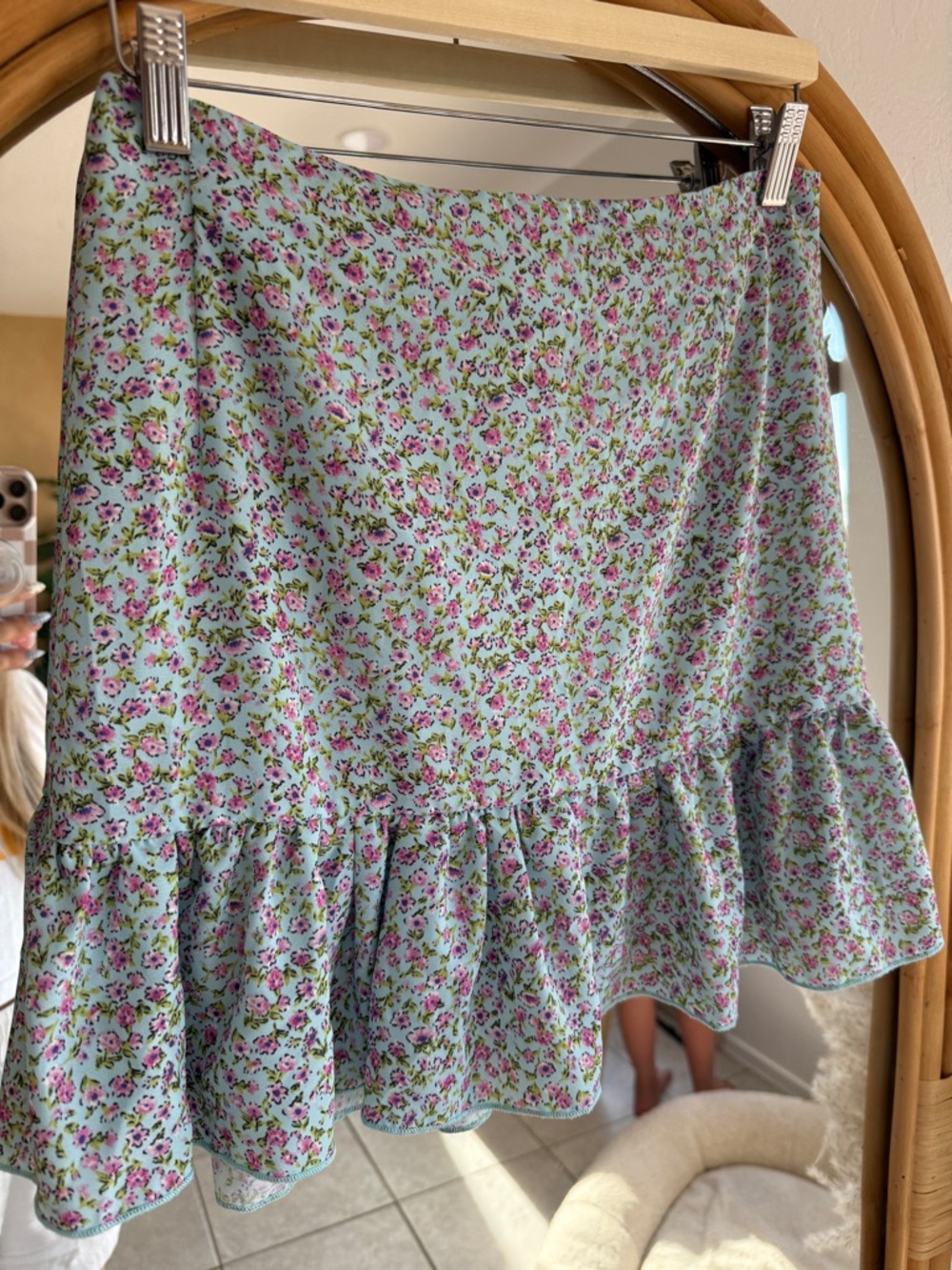 Floral Ruffle Wrap Skirt - Pink & Green - Picture 5 of 5